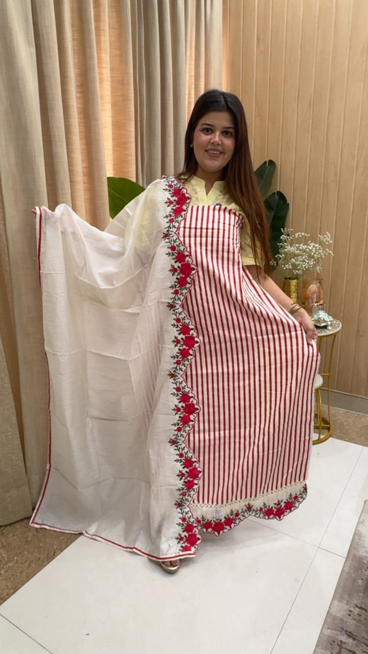 Summer fashion super cool and trending pure cootin beautiful scalp embroidery suit material full scalped dupatta GF1171 Red