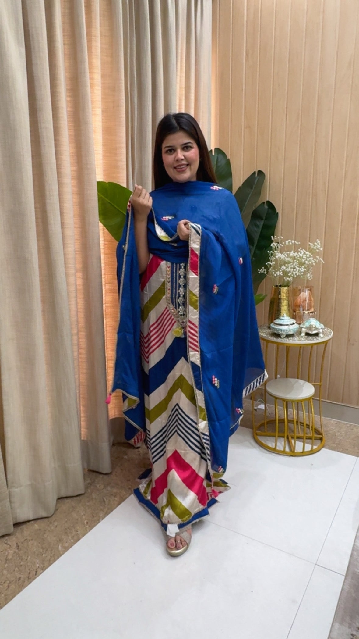 Style and elegance royal and pure luxury gazzi silk super stunning and partywear gazzi silk suit material with Chinnon silk dupatta GF1172 Blue