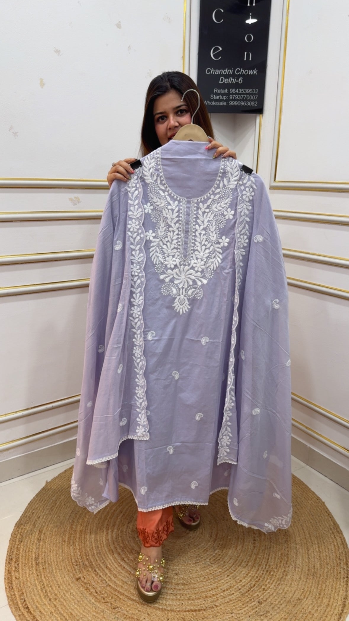 Summer special pure cotton Lucknowi embroidery trending and super classy suit material with cotton dupatta GF1138 Rosewood Mauve