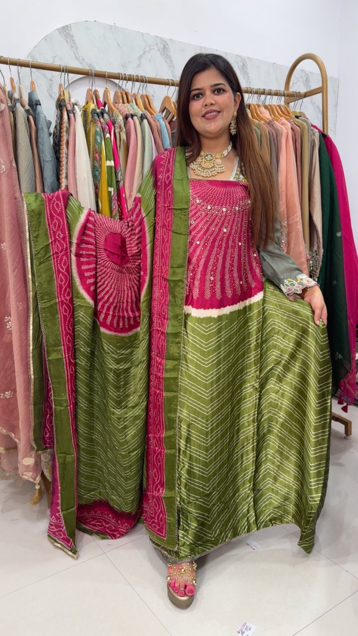 Premium pure gazzi silk super luxury gazzi printed suit material along with premium gazzi silk dupatta gf1207