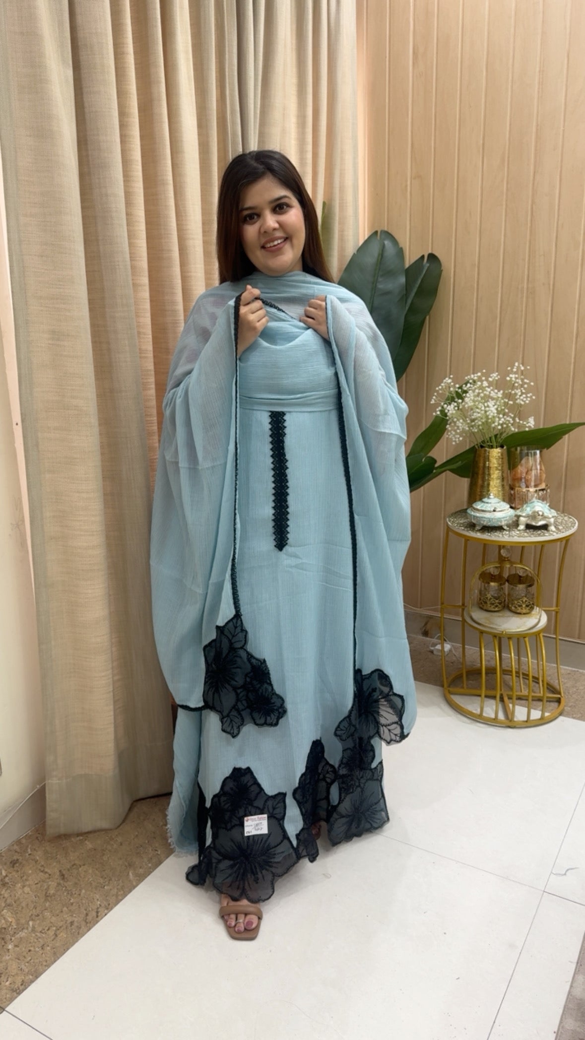 Designer premium pure crushed Mul Mul suit material with designer laces premium royal dupatta GF1183