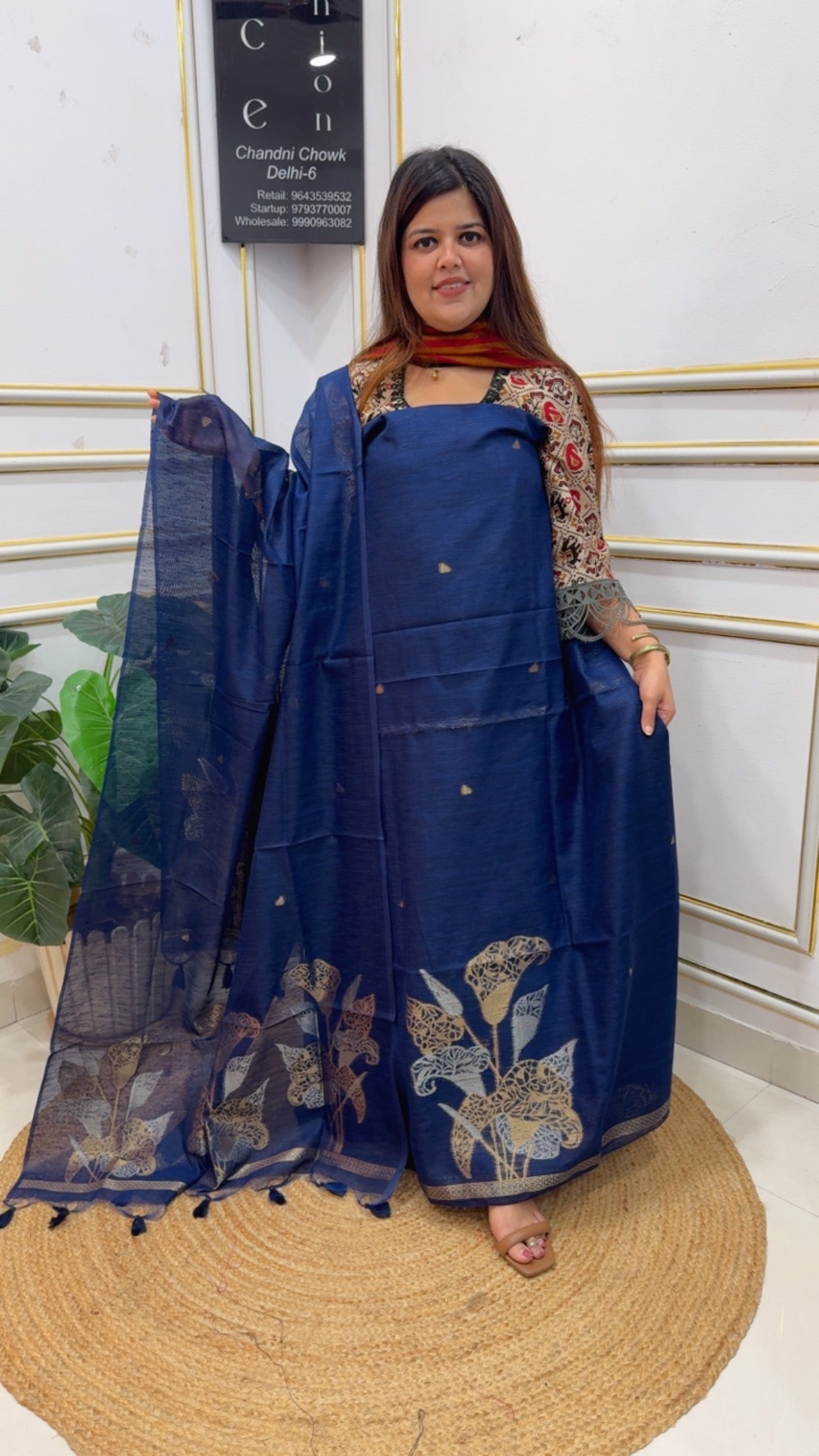 Royal and pure elegance premium Moonga silk weaved jamdhani suit material along with designer weaved Moonga silk dupatta gf1197