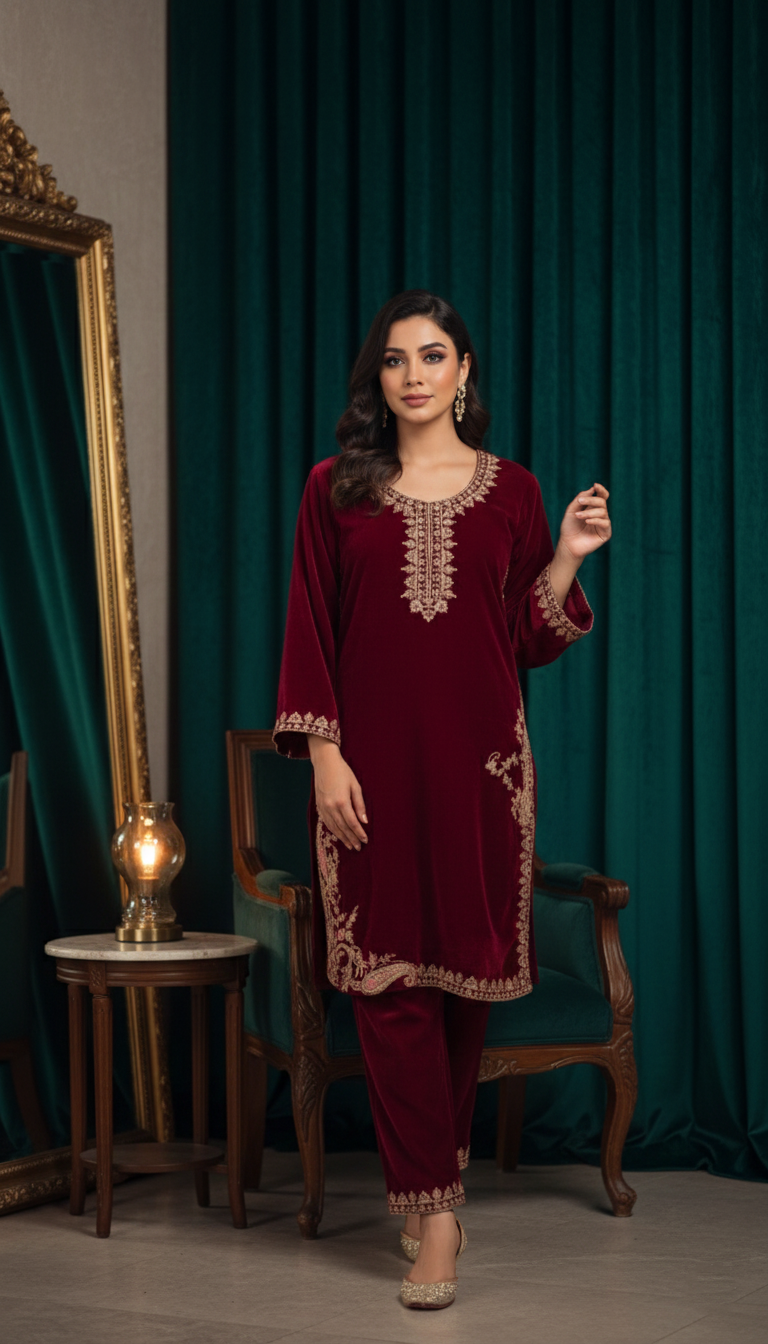 Winter special  Premium Velvet Coordset Designer And Casual size 44 GF 889