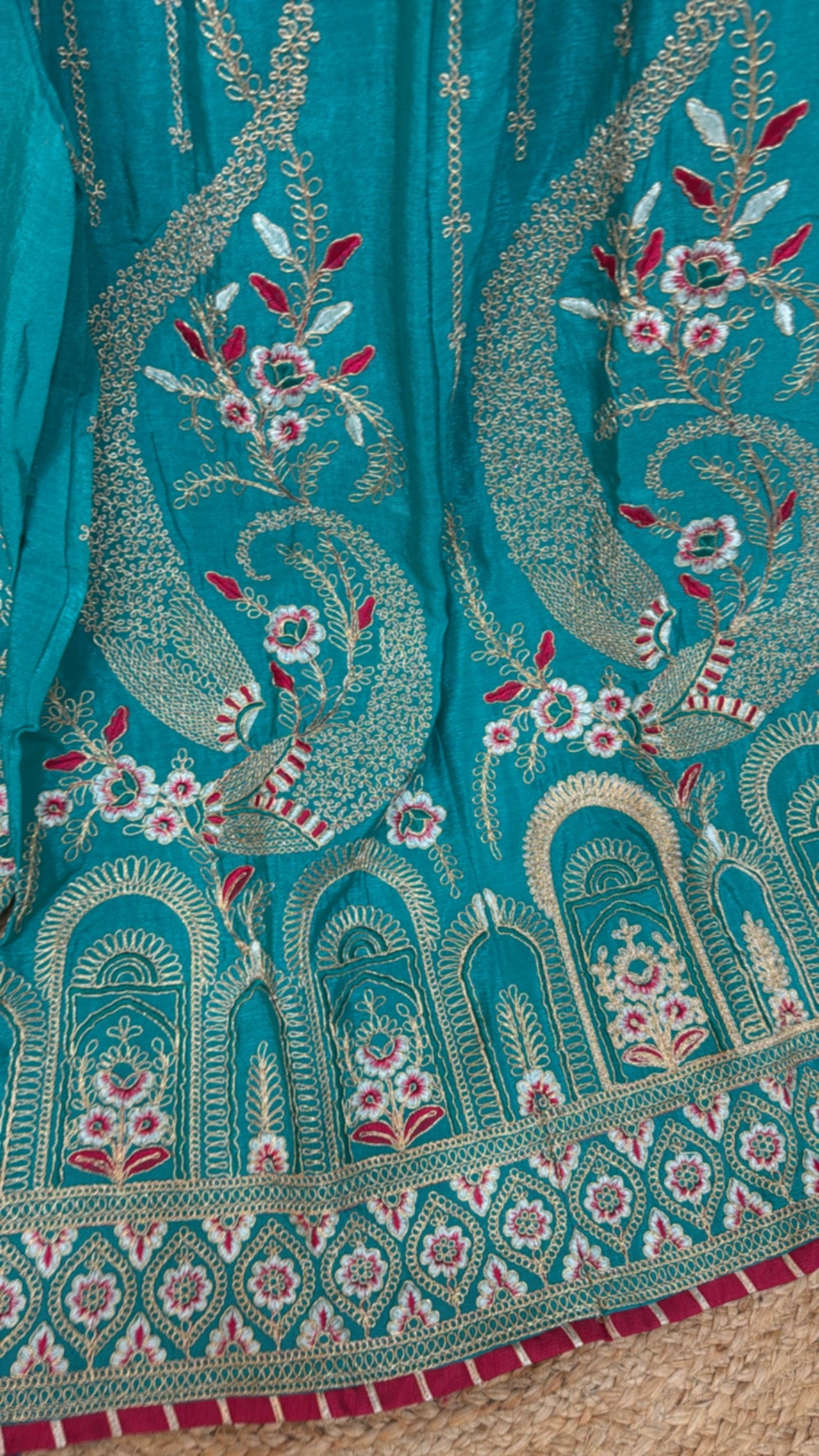 Ready to wear exclusive pure chinnon silk partywear fully embroidered dress  GF653