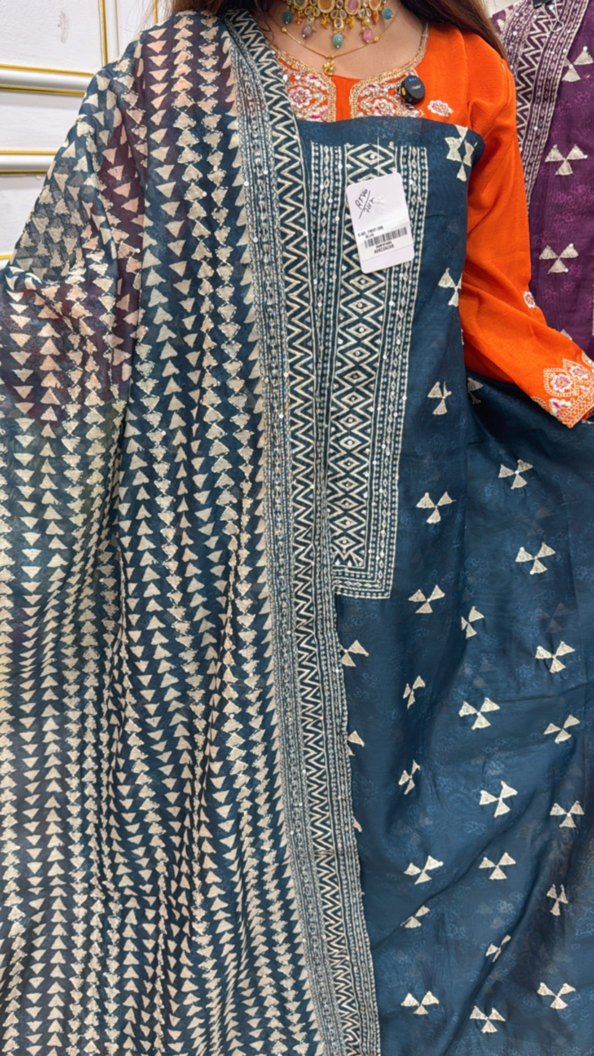 Pure super soft chanderi silk with the katha embroidery all over shirt and dupatta GF 649