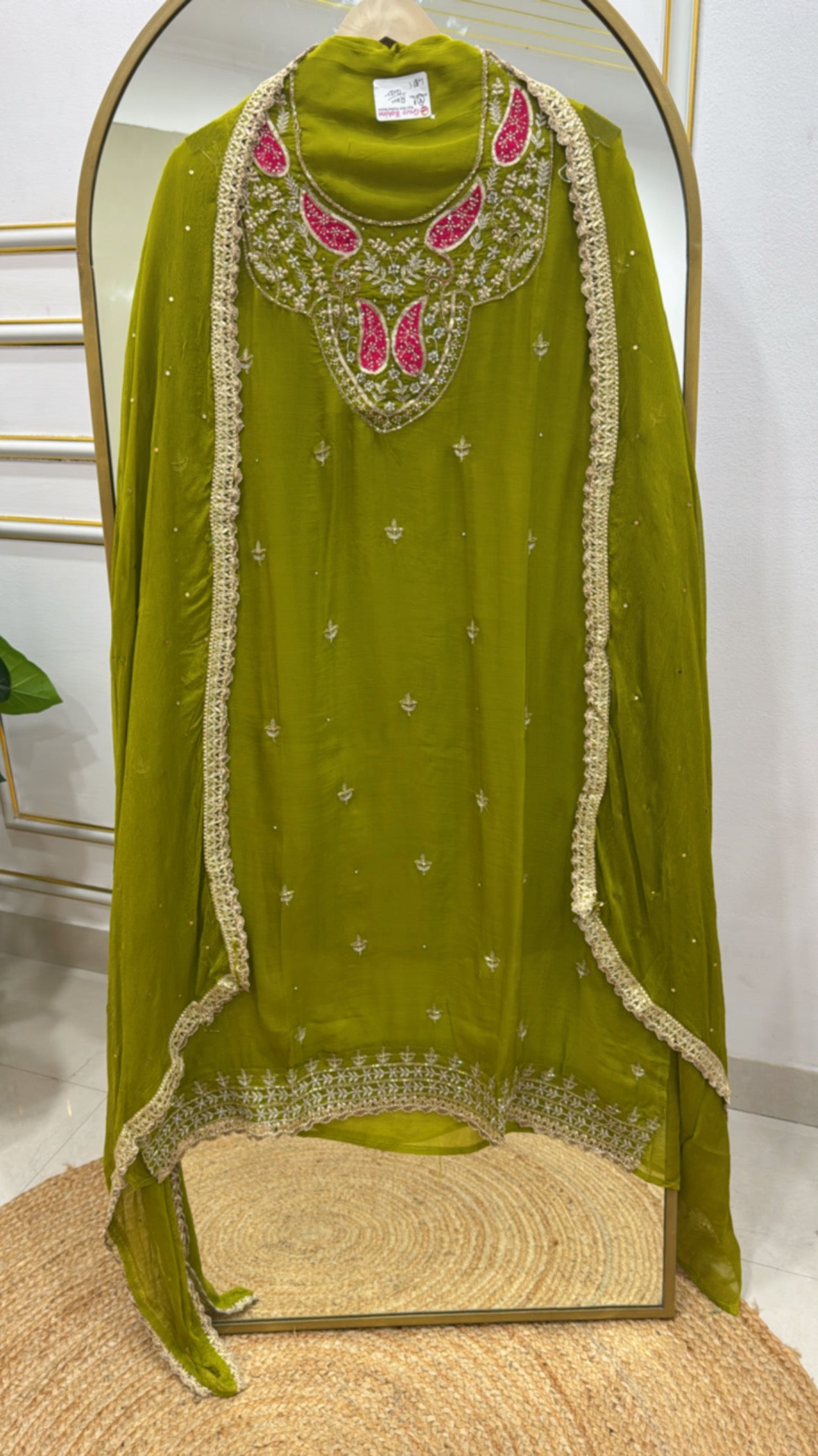 Premium Organza Unstitched Suit with Elegant Handwork Detailing GF 319