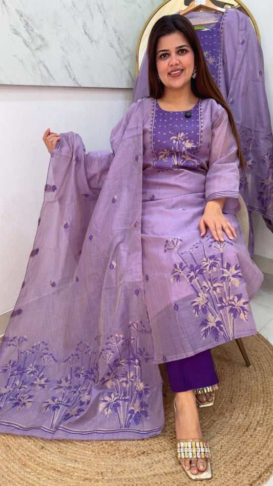 Premium pure ready to wear Moonga silk  weaved jamdhani suit perfect outfit for casual and stunning look GF984