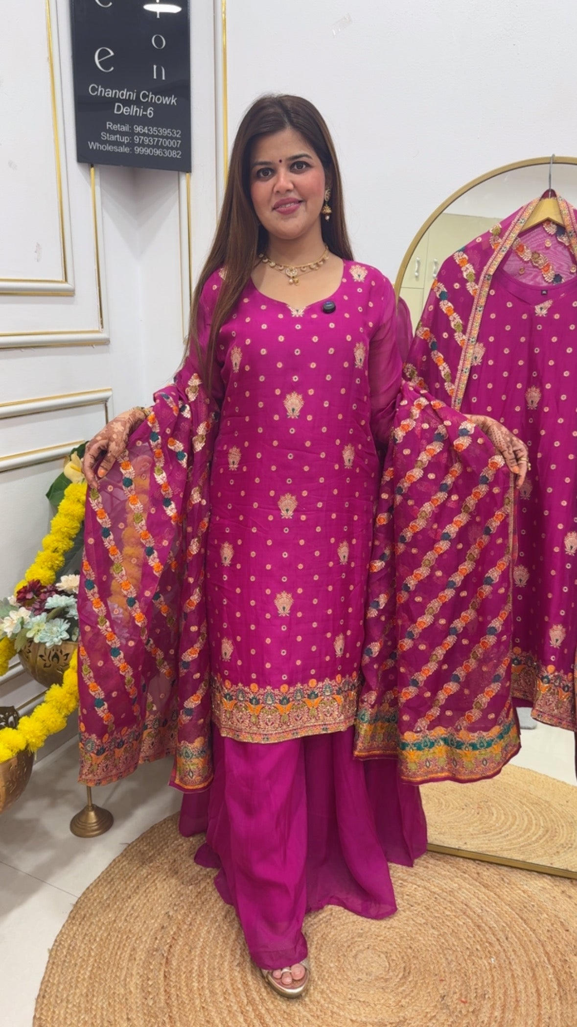 Ready to wear pure viscose silk weaved suit with premium pure viscose bottom flappers along with premium full length viscose weaved dupatta (upto size 46) GF 749