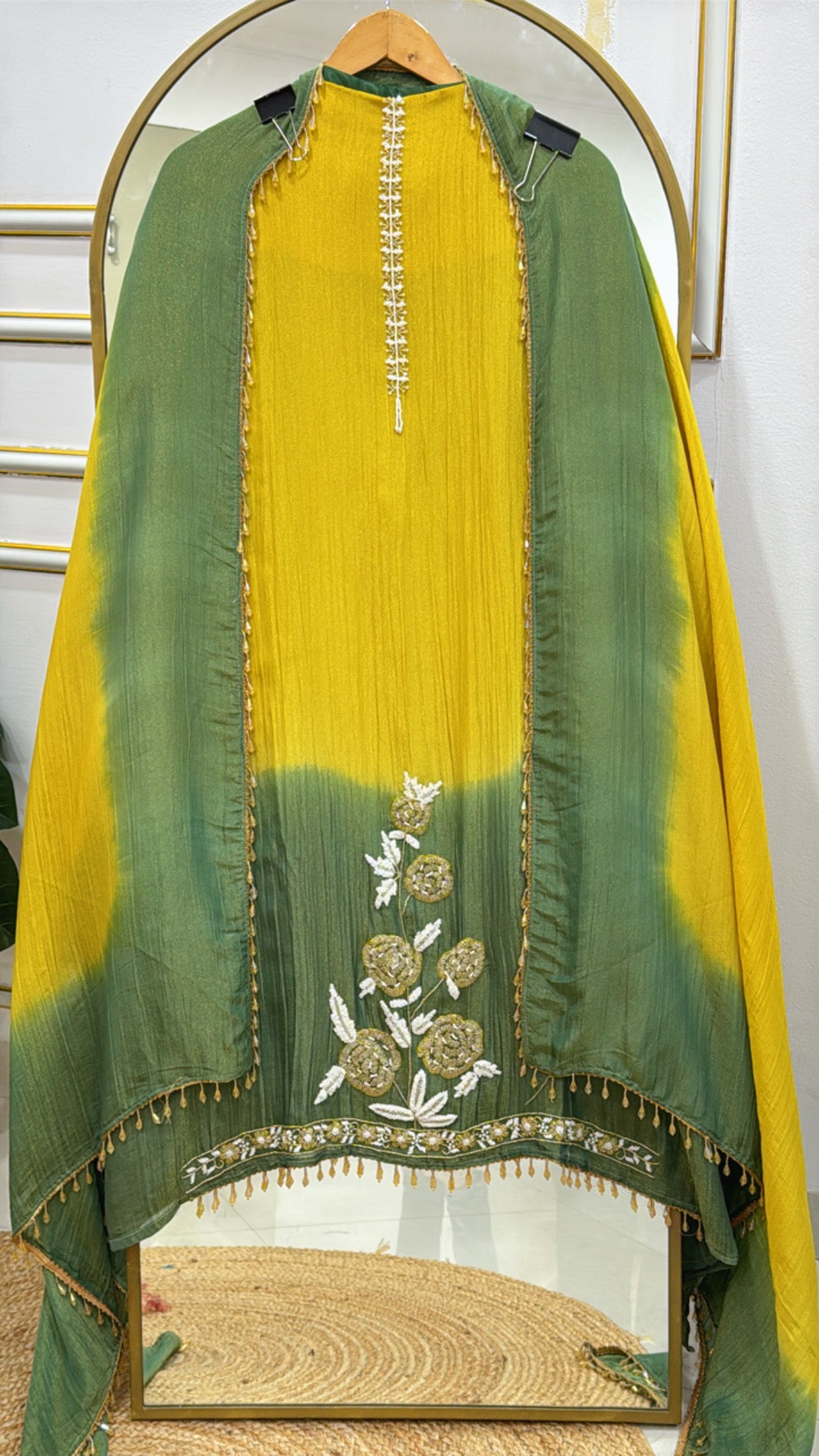 Pure Shimmer Silk Ombre Style Dress Material GF 421