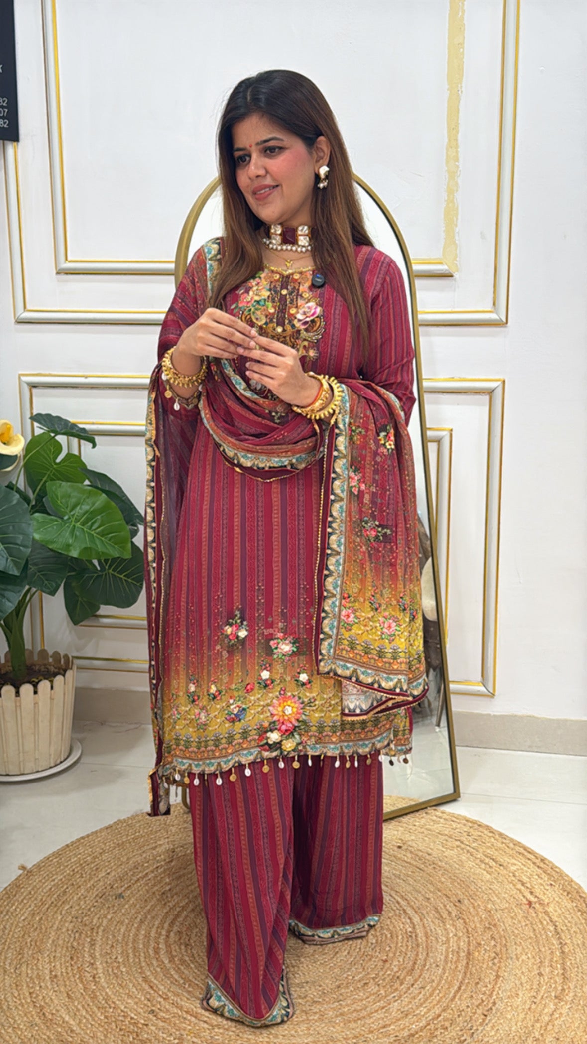 Karwa Chauth special ready to wear pure crepe silk designer dress with crepe dupatta and bottom  GF626