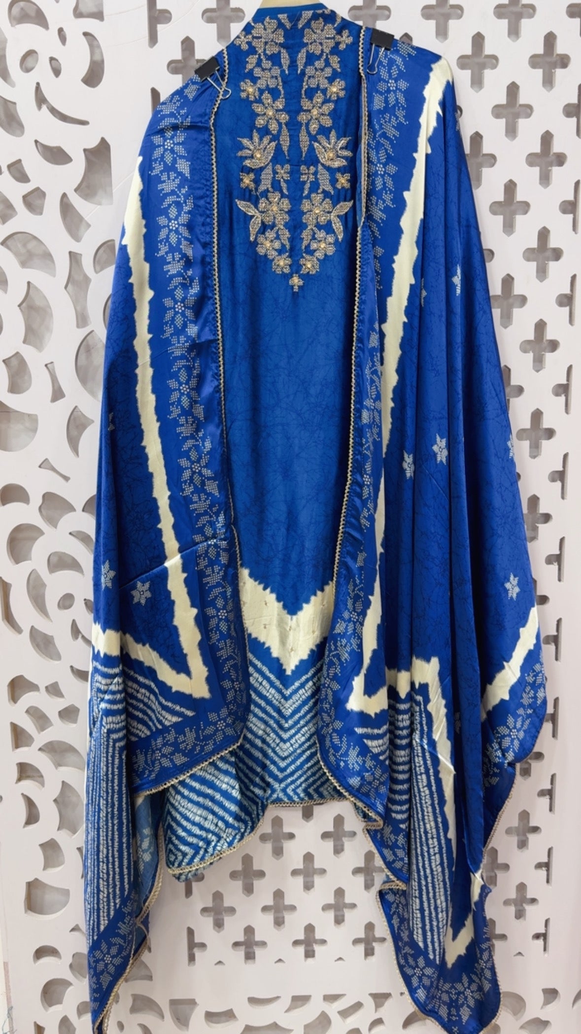 Gajji Silk magic ,pure original shivori printed gazzi silk suit material along with neck work and pure Gajji silk printed dupatta GF824