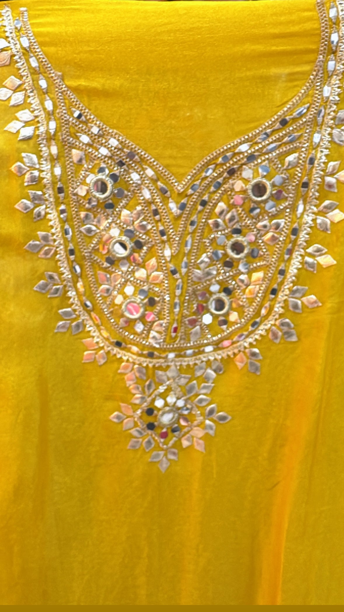 Premium gota handwork partywear silk suit material along with premium gota work dupatta GF 647