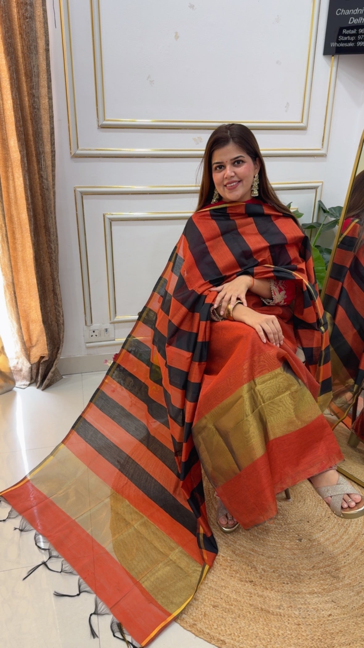 Best seller rust colour super soft golden weaved chanderi silk suit material  GF683