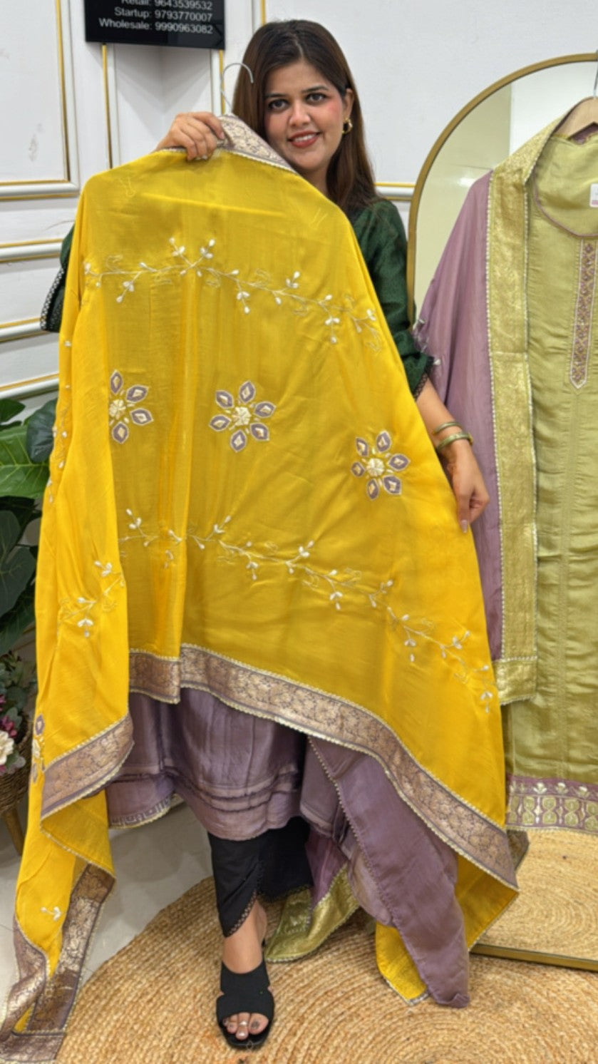 Pure Kanjivaram Organza Silk Unstitched Suit with Designer Weaved Dupatta GF 318