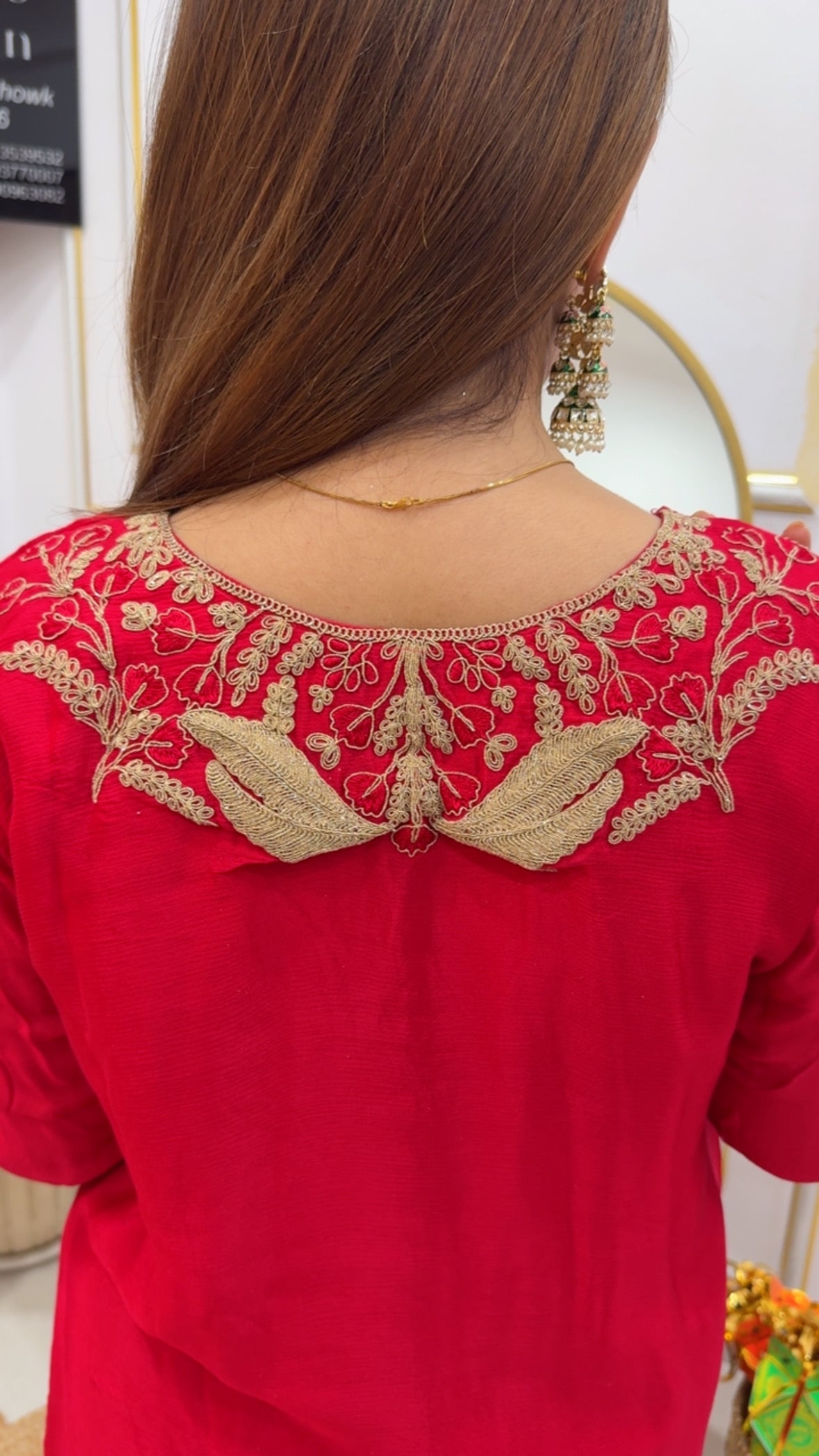 Karwa Chauth special pure chinon full embroidered ready to wear (upto size 42) gf679