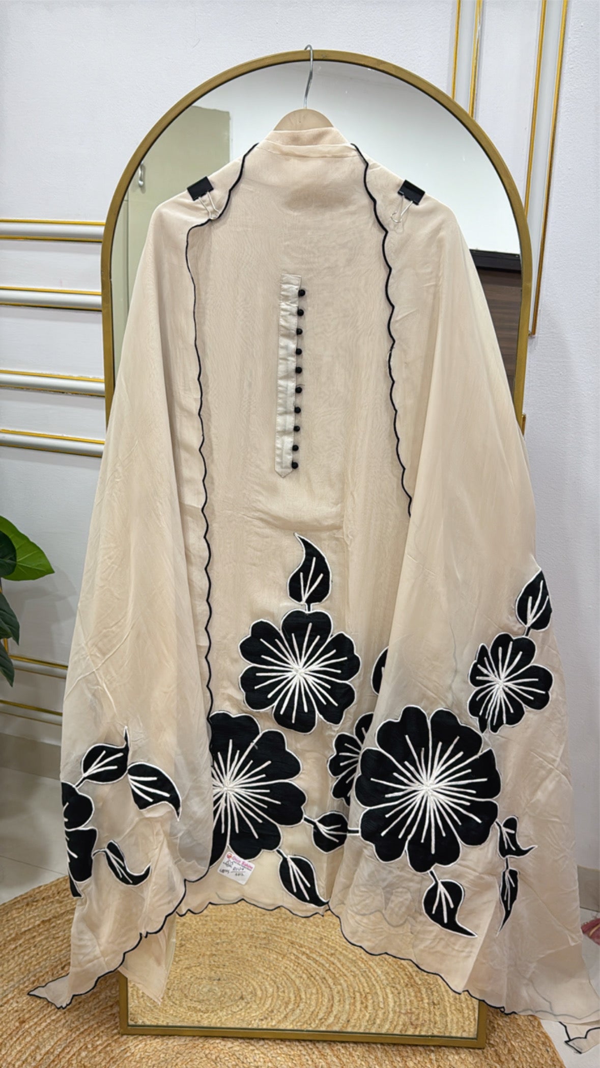 Designer Lightweight Organza Unstitched Suit with All-Over Applique Detailing GF 303