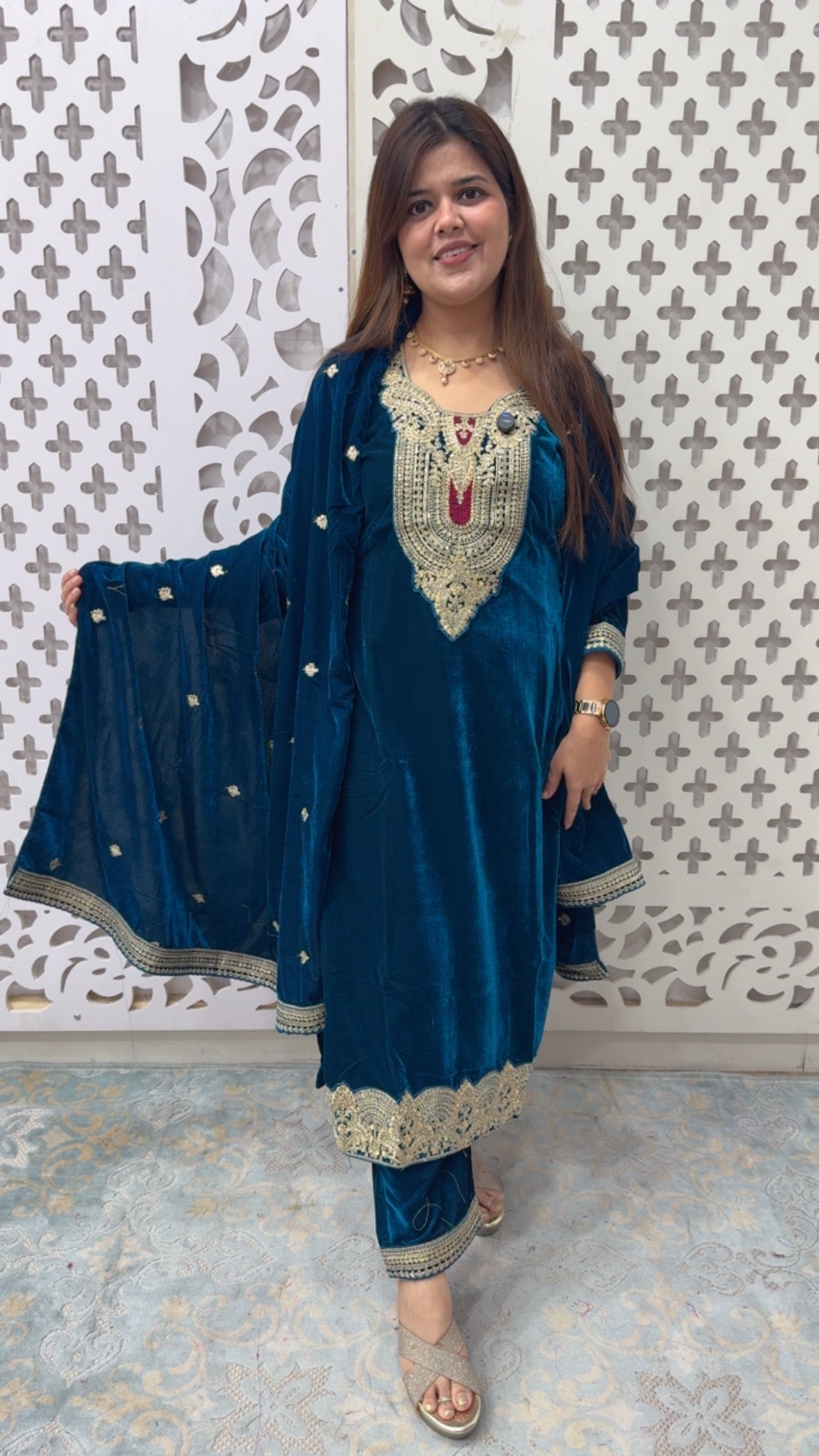 Ready to wear winter special velvet ethnic suit soft and royal with fine and premium quality velvet GF860