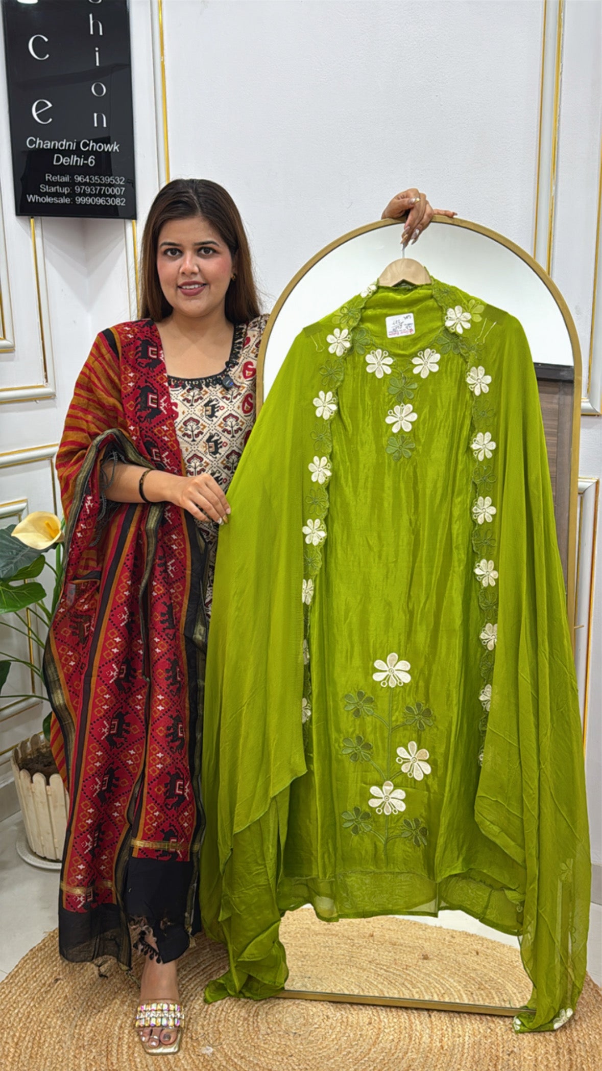 Pure Crepe Silk Unstitched Suit with Embroidered Bottom and Chiffon Dupatta GF 285