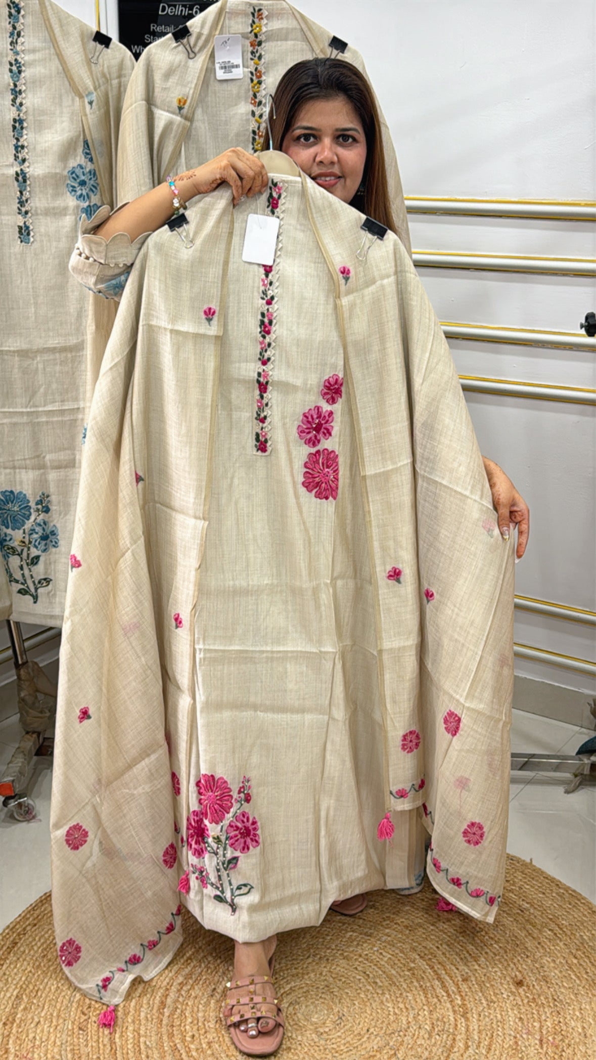 Best Seller Pure Raw Linen Silk Weaved Suit Material with Matching Weaved Raw Silk Dupatta GF 440