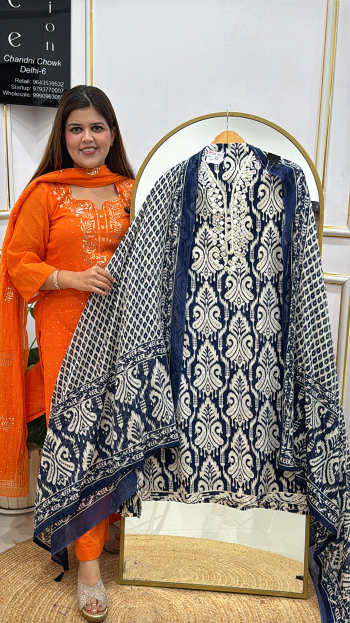 Pure Cotton Printed Suit Material with Mirror Detailing GF 342