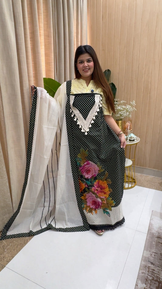 Timeless polka trending pure cotton polka style very stunning pure cotton suit material along with pure cotton dupatta GF1173 Midnight Black