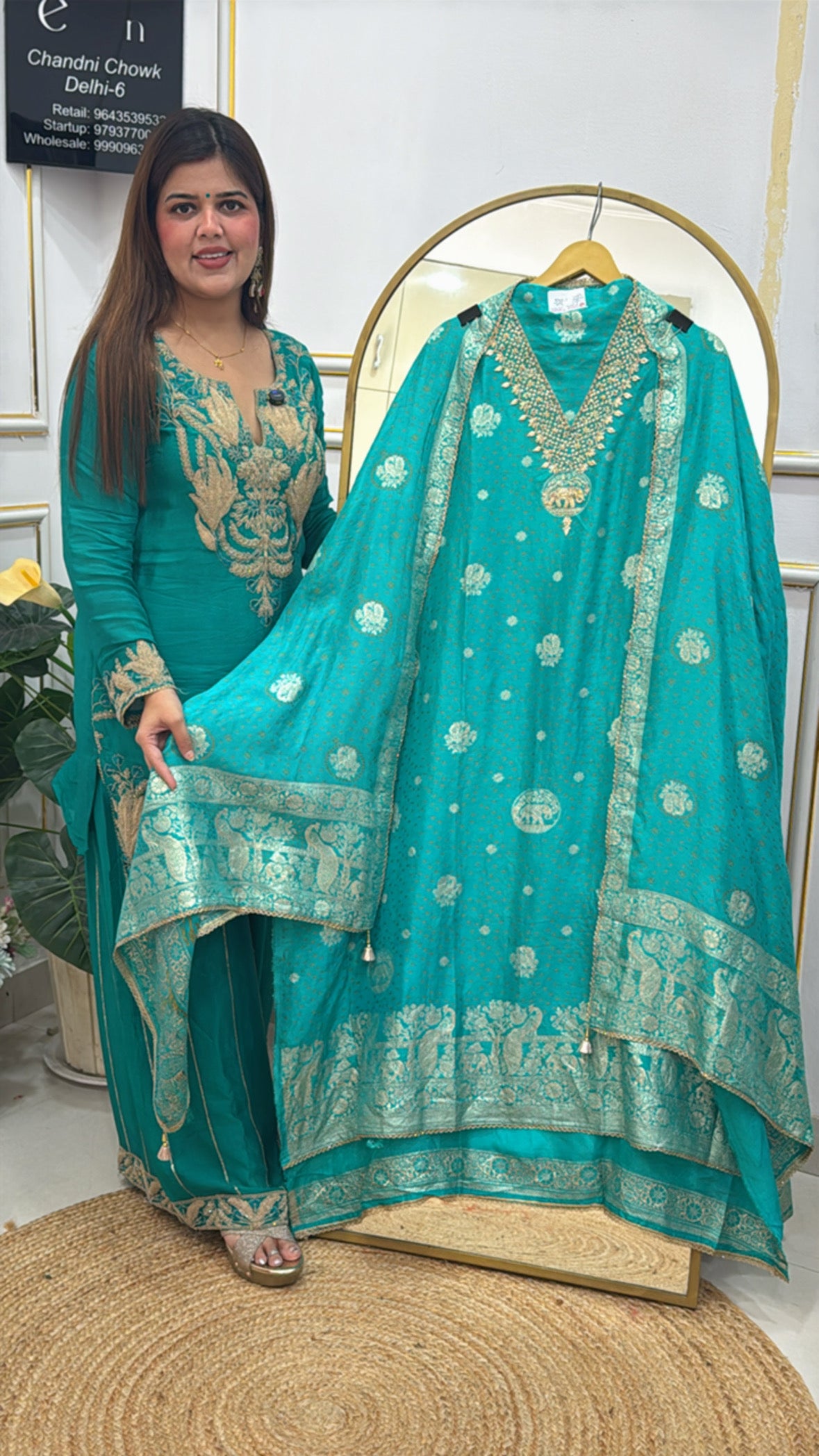 Karwa chauth special pure raw silk fully weaved shirt and dupatta  GF611