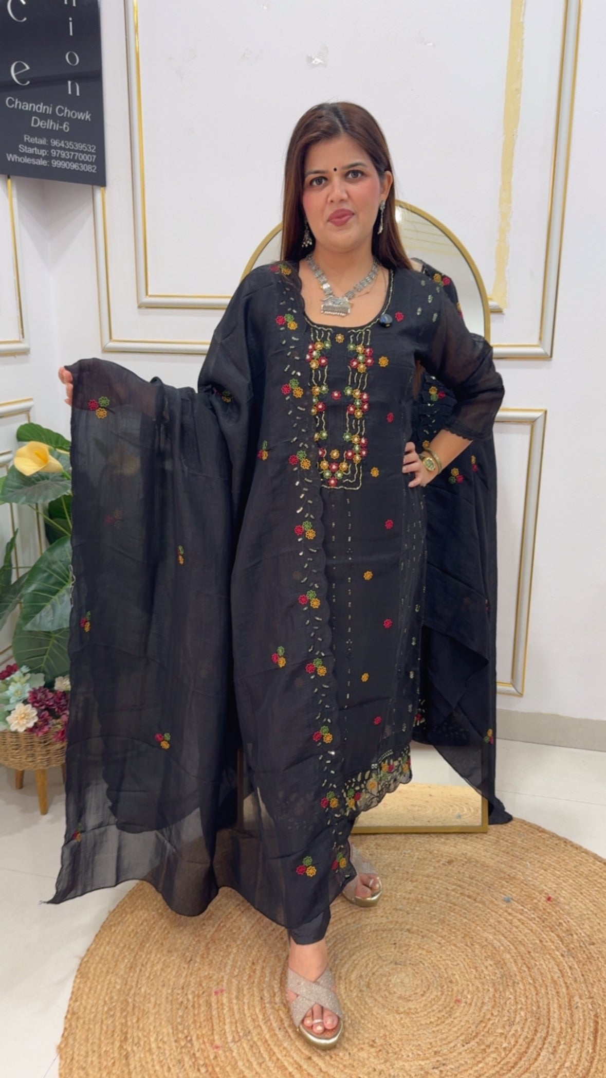 Ready to wear latest shimmer tissue silk partywear designer and comfortable full handwork and embroidery GF774