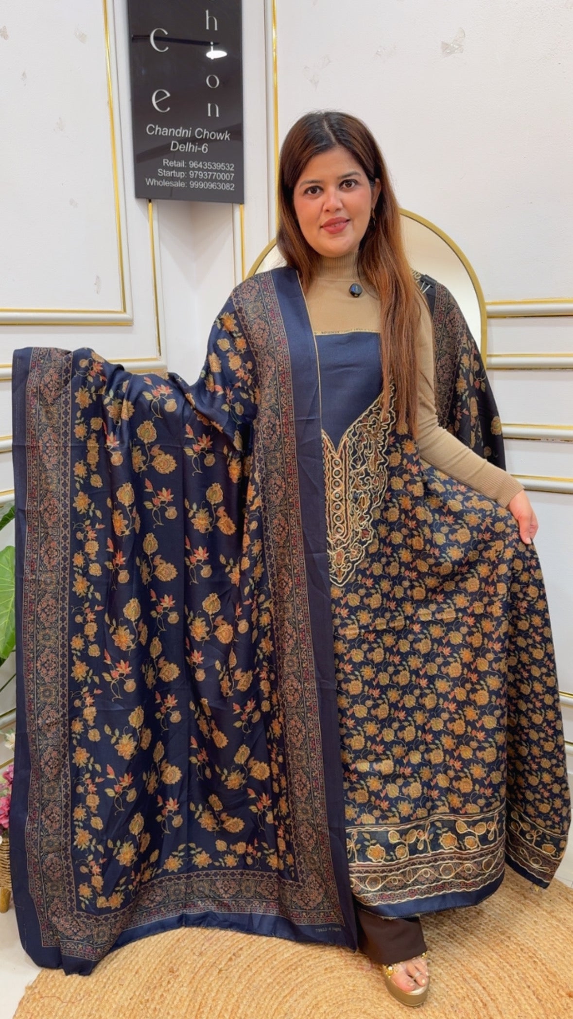 Huge demanded Kashmiri pashmina suit material with pashmina shawls and bottom GF874