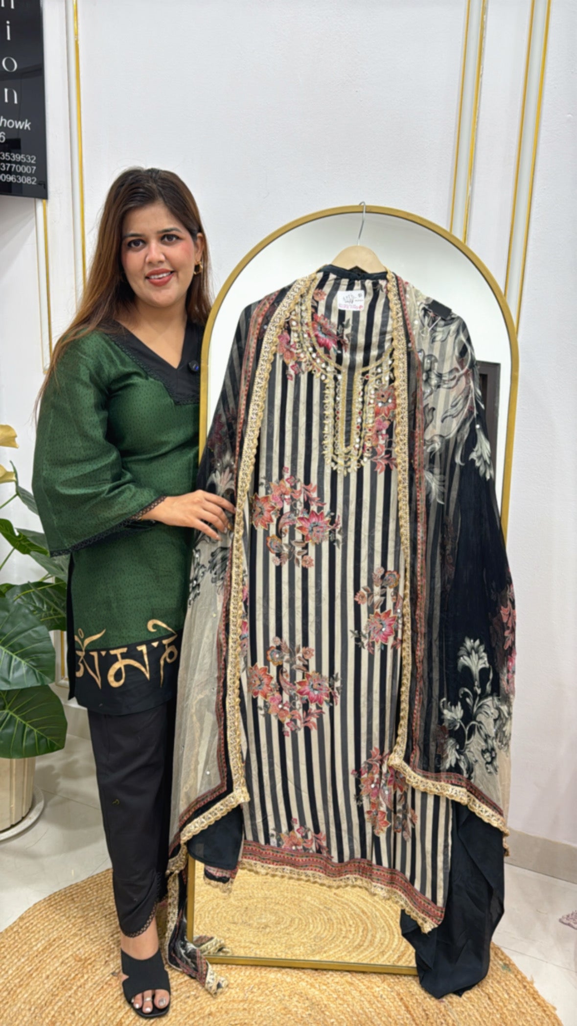 Beautiful Digital Crepe Suit with Handwork Detailing &amp; Printed Dupatta GF 313