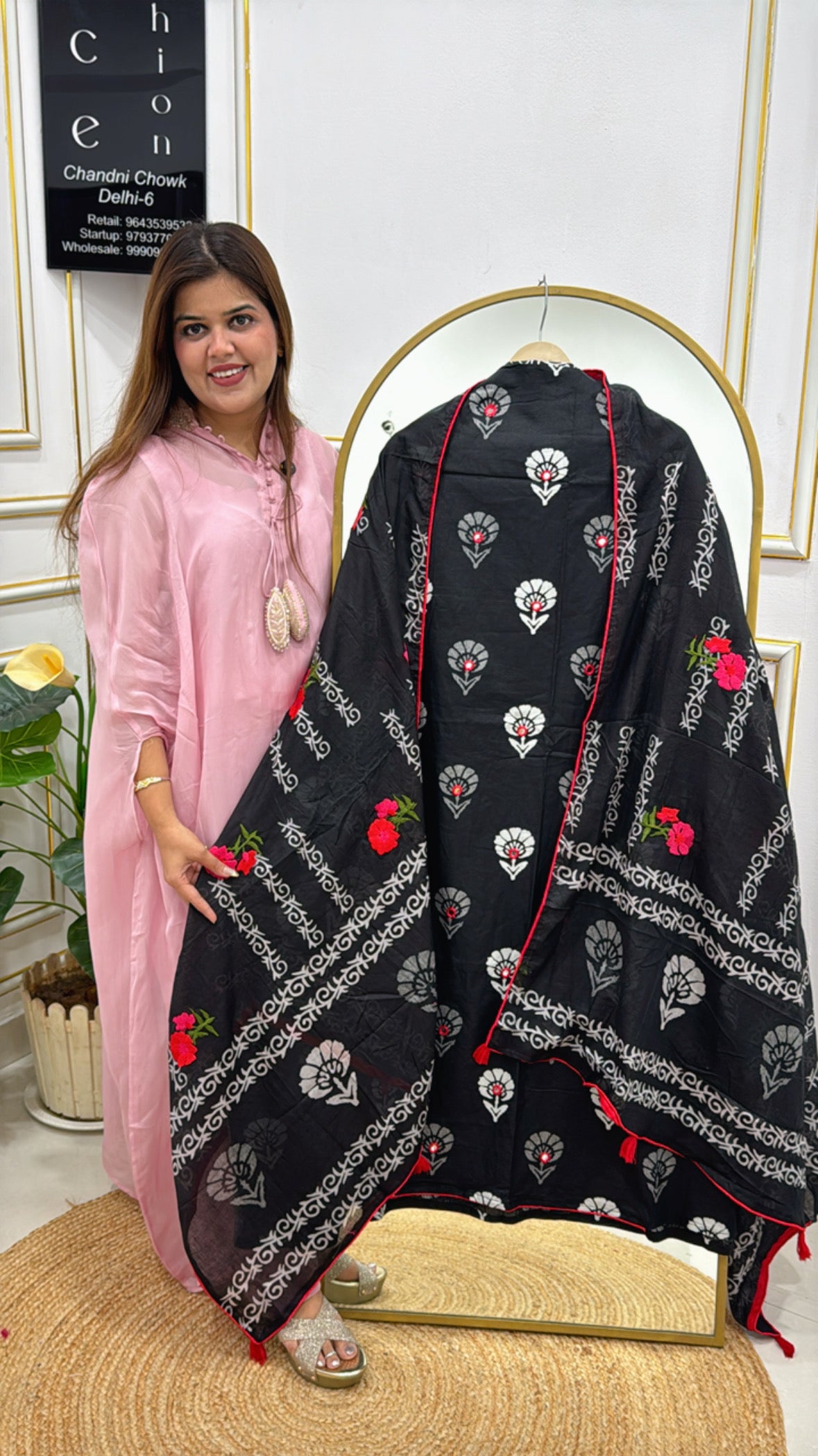 Comfortable Pure Cotton Batik Suit with Mirror Detailing GF 332