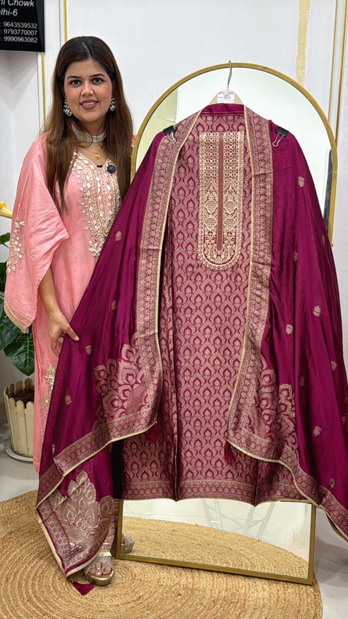 Elegant Pure Banglori Silk Full-Weaved Suit Material with Matching Dupatta GF 519