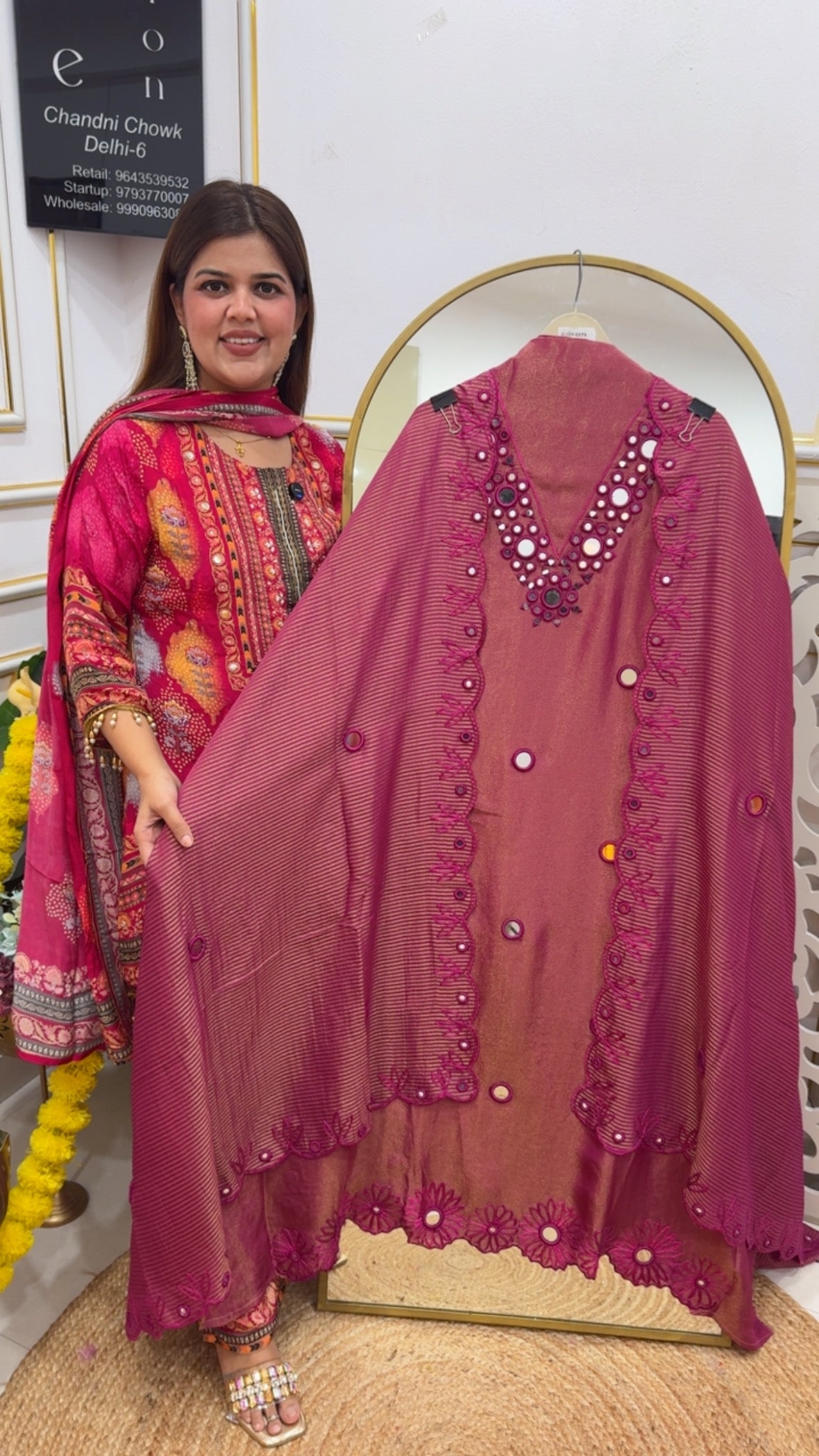 Mirror glam royal and elegant premium pure shimmer silk designer suit material with royal and elegant pure premium silk dupatta GF726