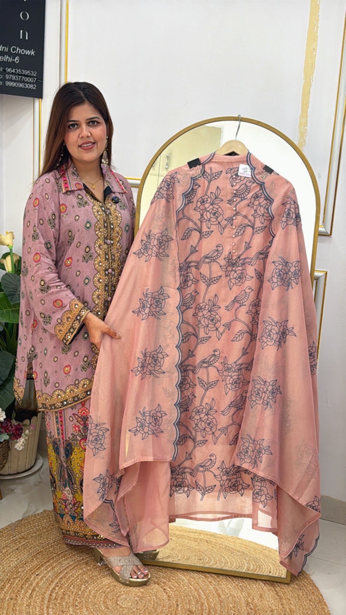 Premium Pure Shimmer Tissue Suit with Designer Applique Embroidery GF 428