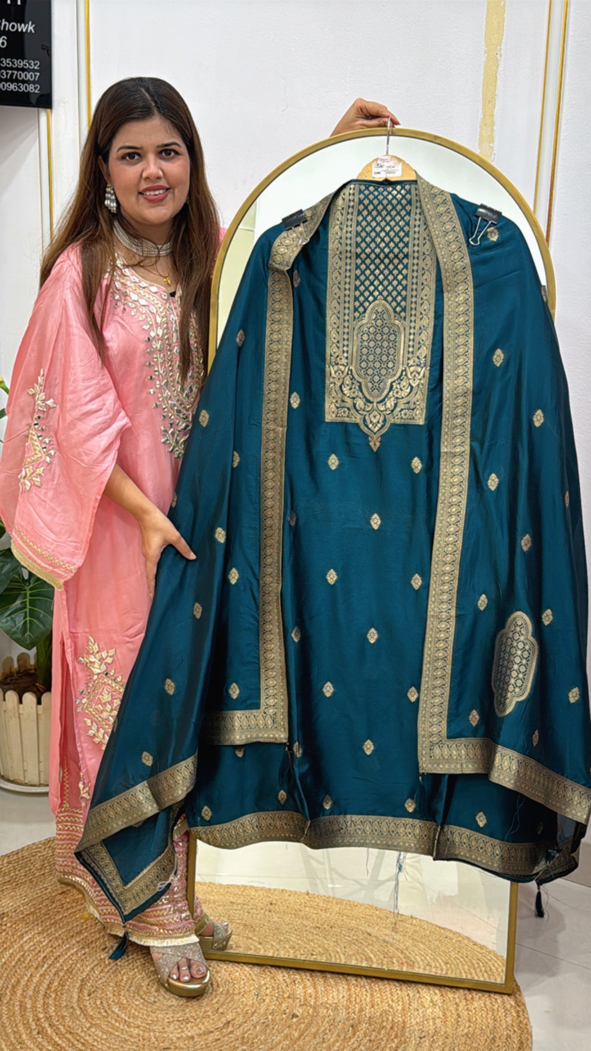 Designer Weaved Banglori Silk Suit Material with Matching Weaved Dupatta GF 520