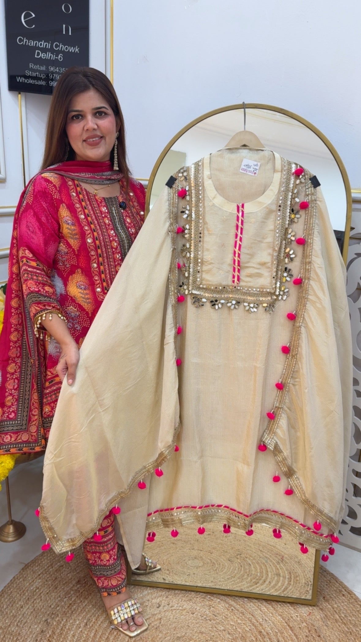 Digital and designer premium pure golden Ivory glam with Pom Pom detailing along viral and trending GF729