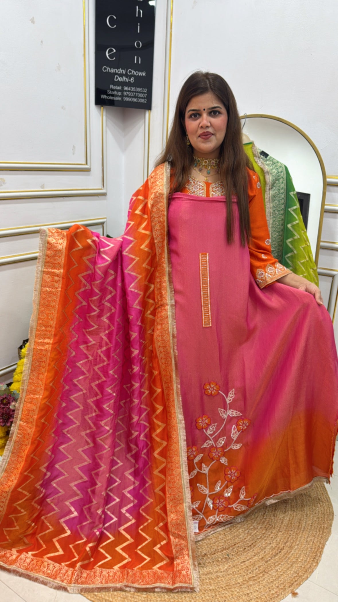 Festival special pure shimmer silk ombre style pure handwork pieces with designer silk weaved dupatta GF 652