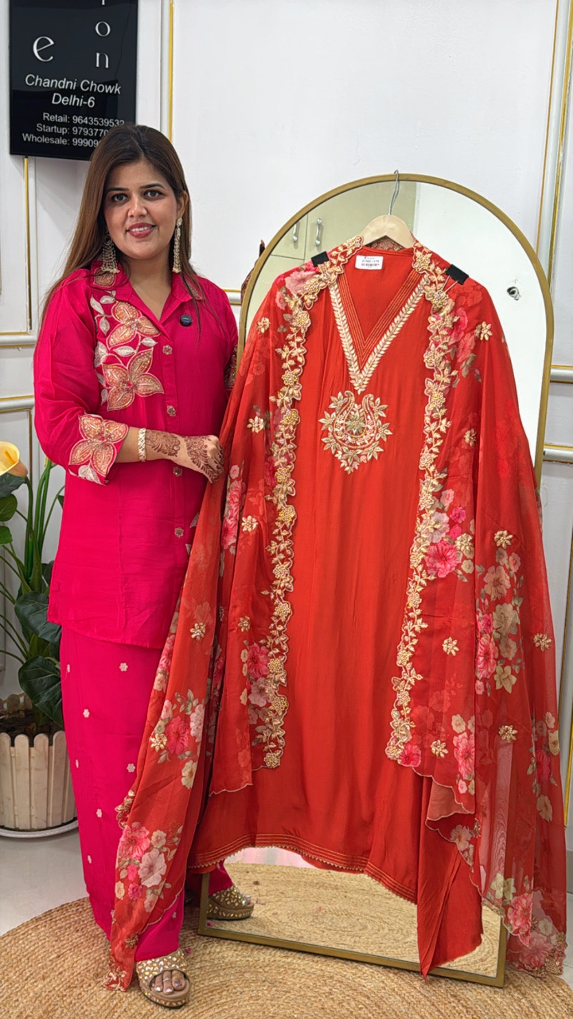 Partywear Pure Crepe Suit Material with Handcrafted Digital Organza Dupatta GF 392