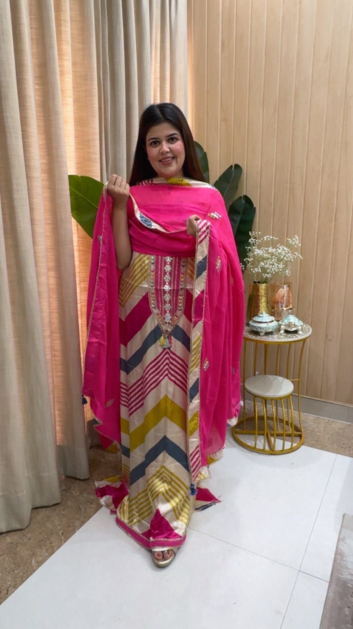 Style and elegance royal and pure luxury gazzi silk super stunning and partywear gazzi silk suit material with Chinnon silk dupatta GF1172 Pink