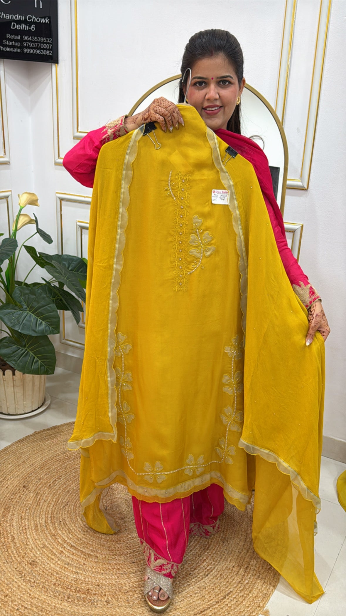 Women's Premium Party Wear Organza Suit with Handwork &amp; Scalloped Dupatta GF 267