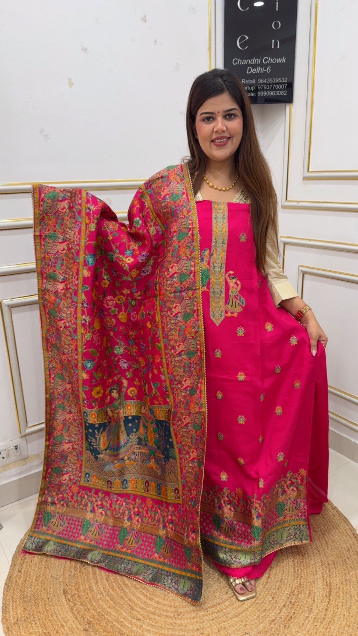 Partywear Special Bestseller kajivaram gold weaved suit material along with kajivaram full gold weaved dupatta GF1151 Hot Pink