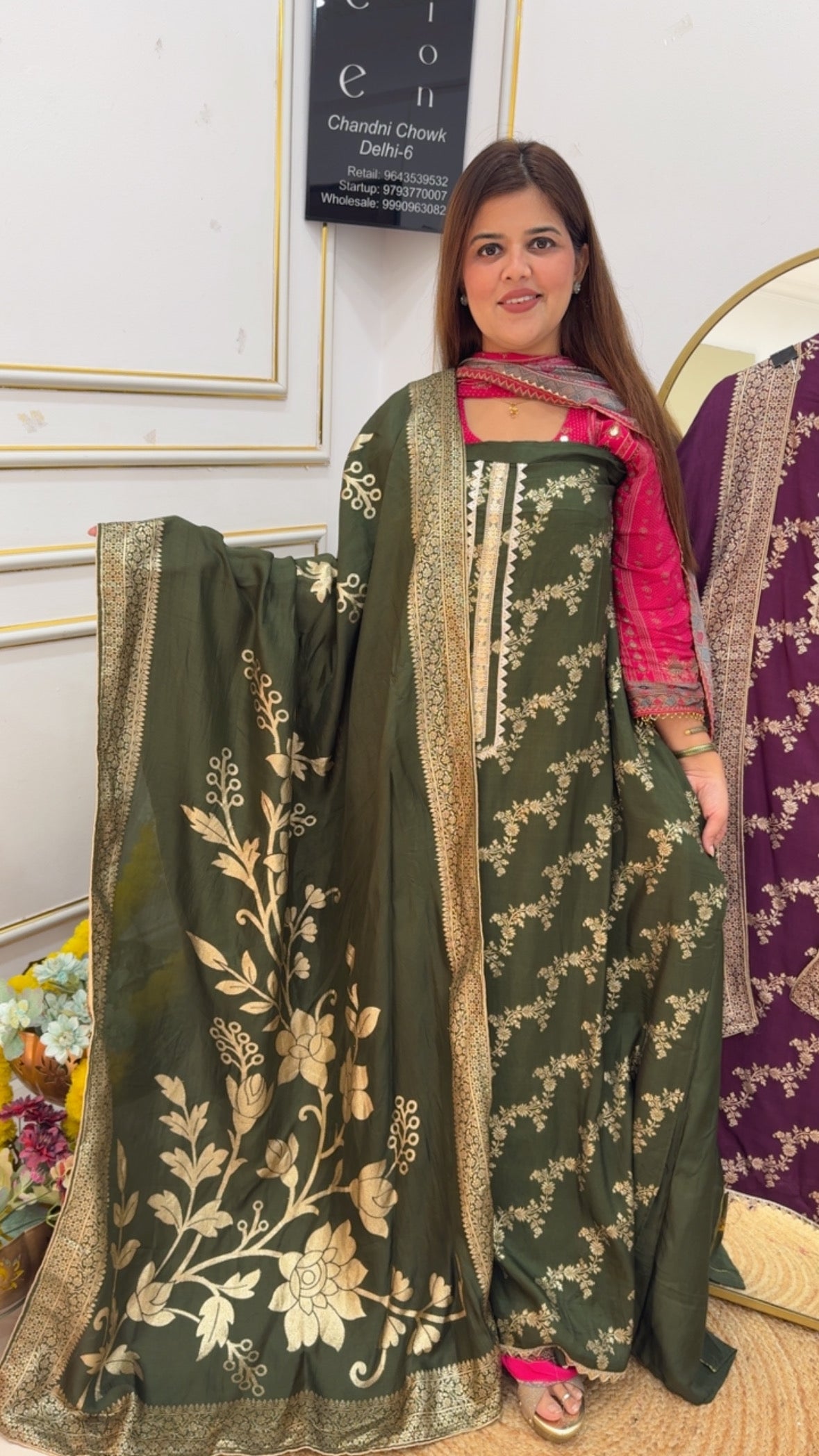 Wedding and partywear special premium pure dola silk weaved suit material GF722