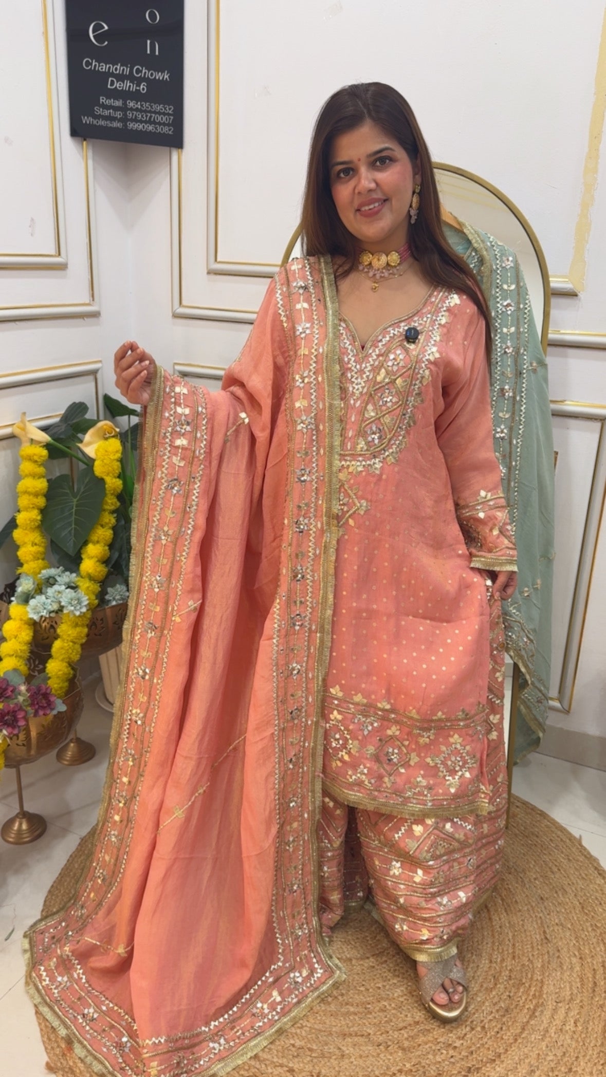 Exclusive Designer pure Gota and mirror work ready to wear with full heavy work Sharara style (upto size 44) GF685