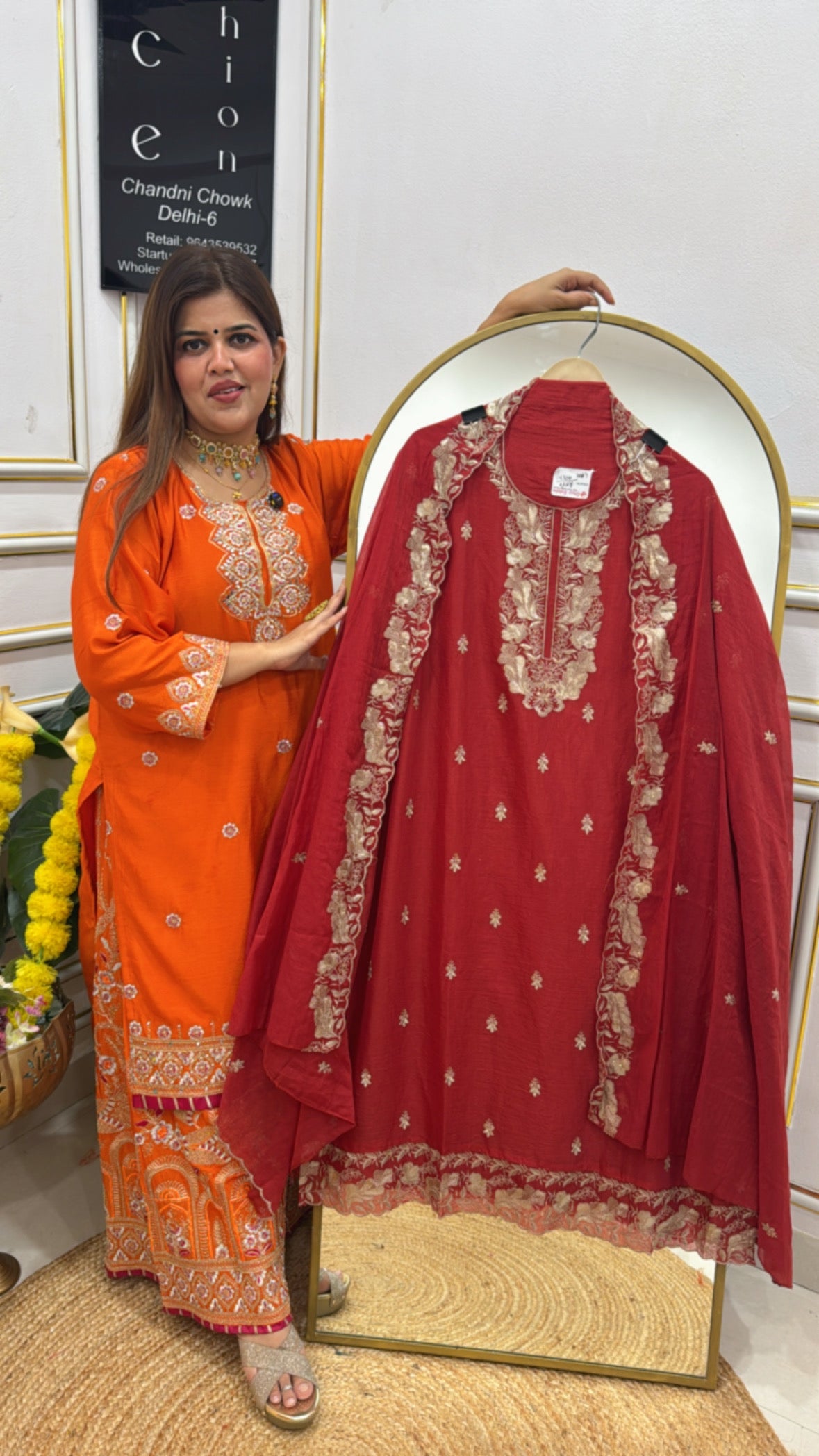 Pure mul chanderi super soft and elegant embroidered suit material GF654