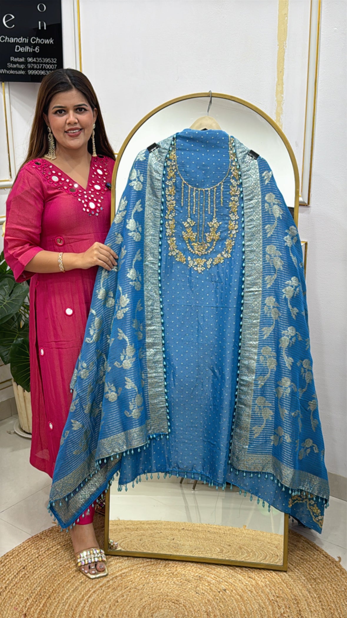 Karwa Chauth handwork special pure silk suit material along with heavy weaved banarasi silk dupatta GF489