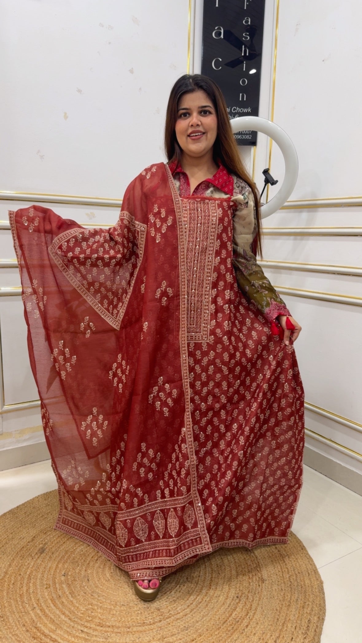 Kantha unique tusser Chanderi silk series with hand Kantha work along with premium Kantha embroidered dupatta gf1208