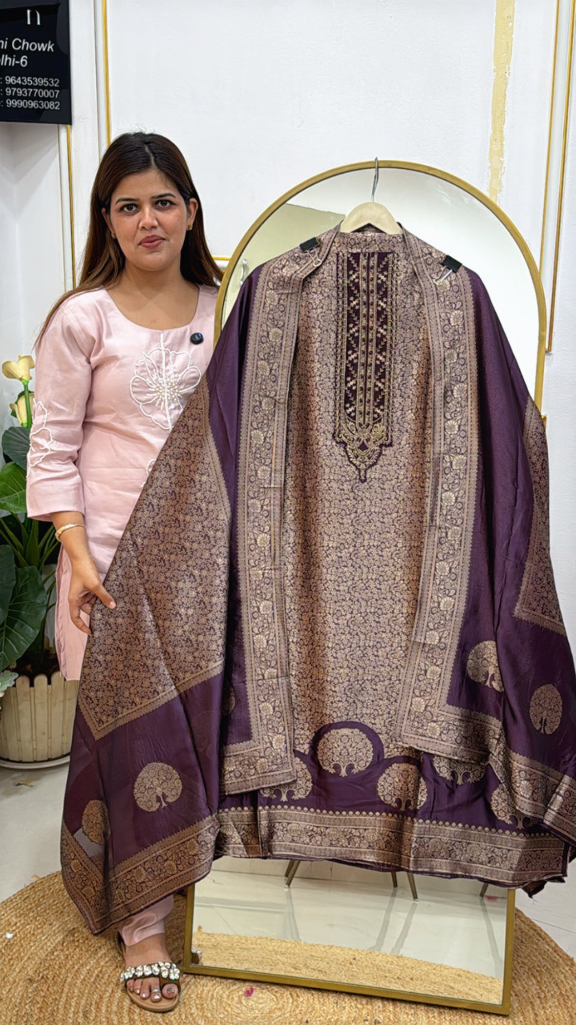 Elegant Pure Banglori Silk Weaved Suit with Matching Dupatta GF 465