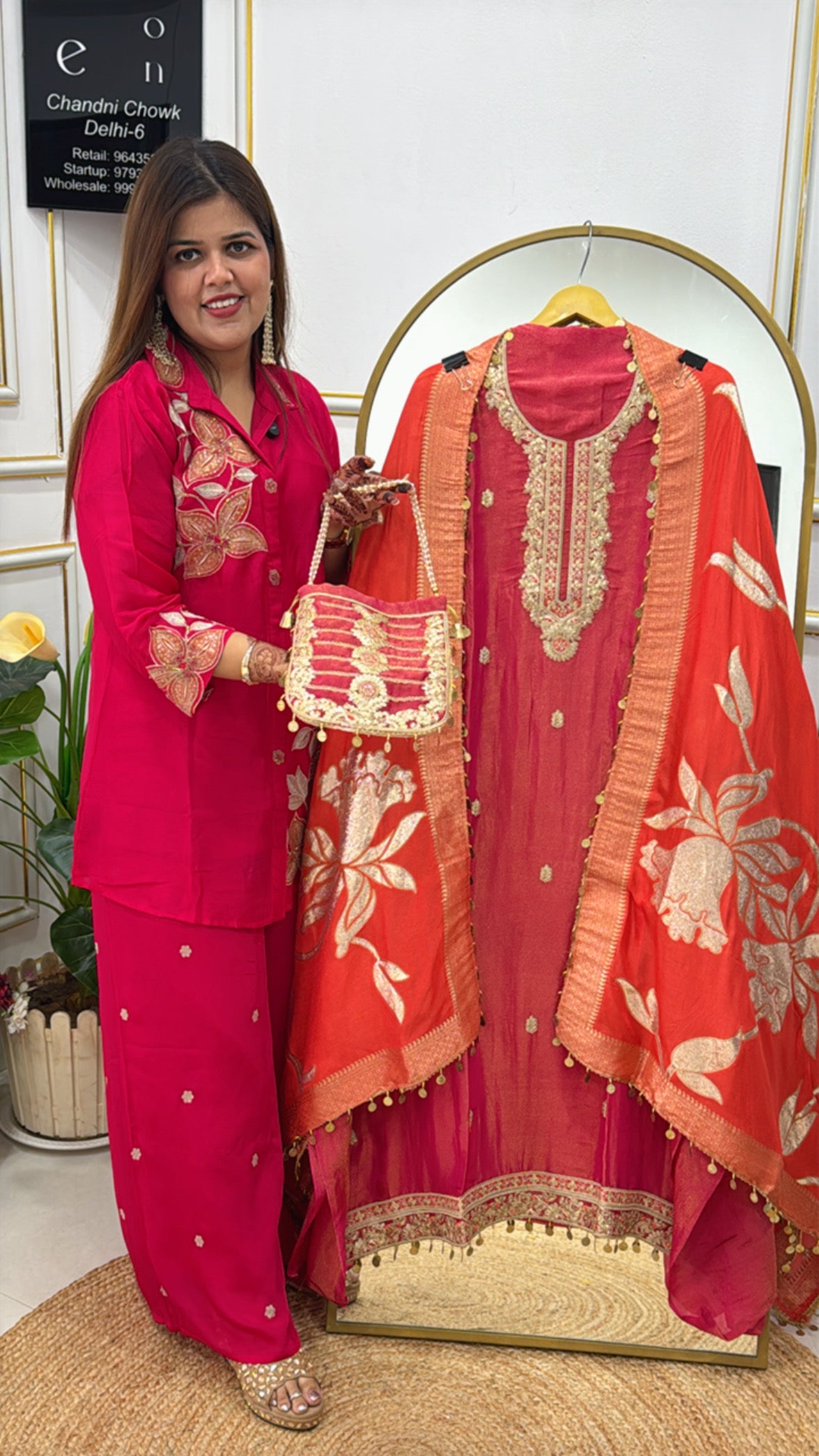 Designer Silk Suit Material with Coin Detailing &amp; Weaved Dupatta GF 381