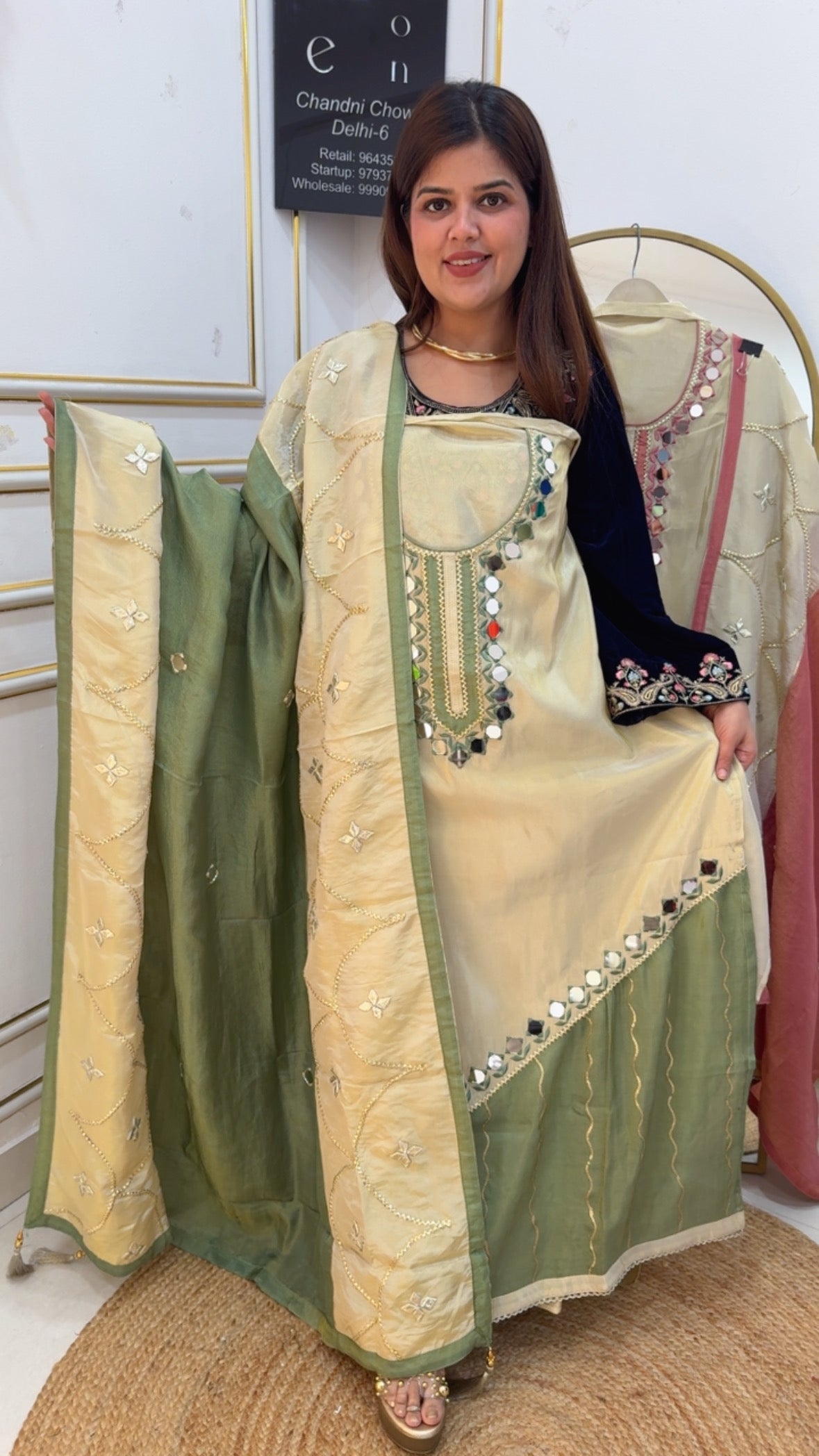 partywear special latest mirror creation pure shimmer silk material along with designer gotta kinari dupatta in jackpot price  GF876