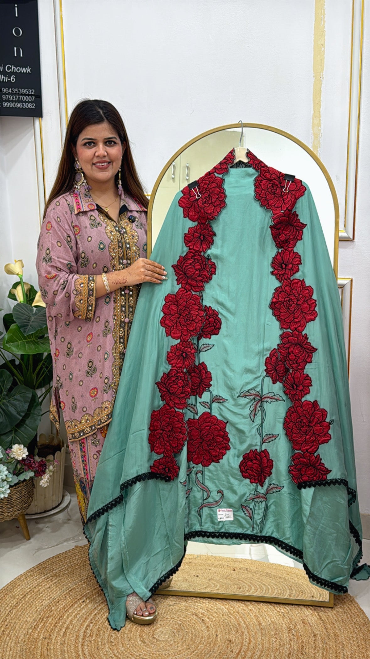 High-Demand Pure Crepe Suit Set with Rose-Scalloped Dupatta GF 437