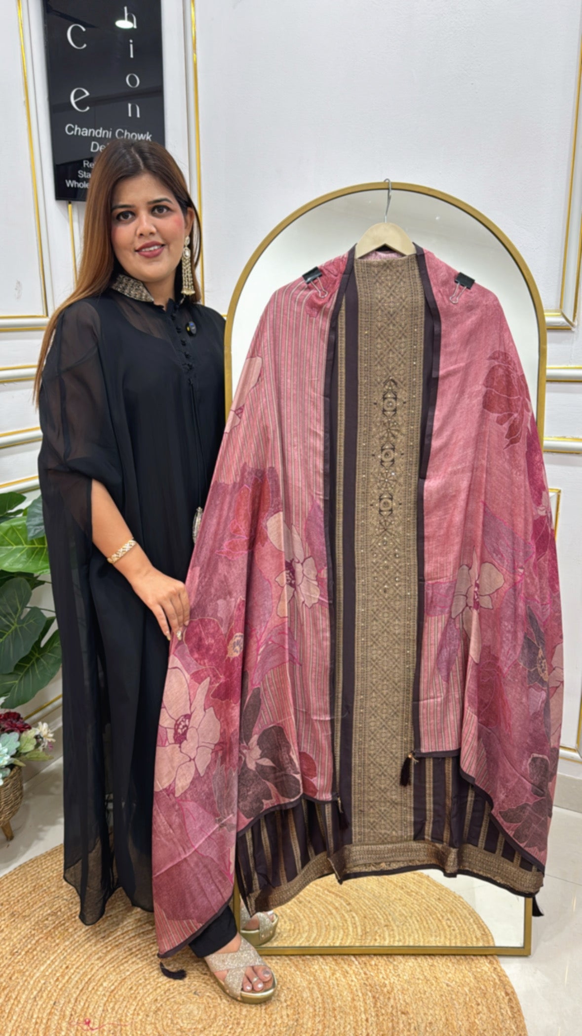 Pure Bemberg Soft Silk Suit with Antique Zari &amp; Digital Print Dupatta GF 254